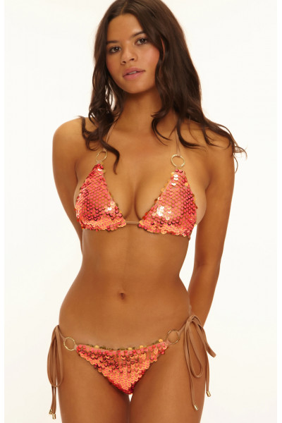 Купальник Disco Diva Pink Gold Beach Bunny с розовыми и золотыми пайетками