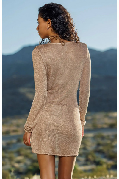 Платье Beach Bunny Elodie Mini Dress Gold золотое