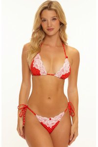 Купальник Gigi Dot Red Beach Bunny красно-белый в горох с кружевом