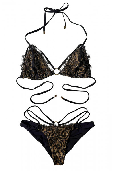 Купальник Beach Bunny Gunpowder and Lace черный с кружевом
