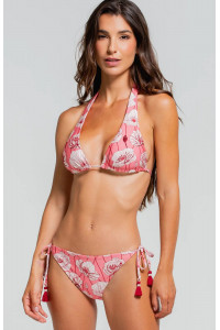 Розовый купальник Cosita Linda Poppy whisper Halter с вышивкой