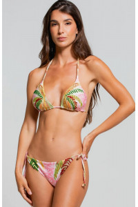 Нежно-розовый купальник Cosita Linda Sunlit palms Triangle с вышивкой