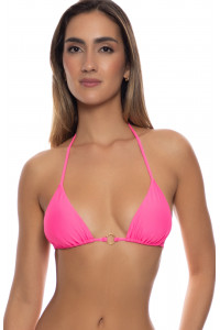 Розовый купальник Luli Fama Solar Pop Neon Pink Triangle на кольцах