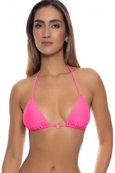 Розовый купальник Luli Fama Solar Pop Neon Pink Triangle на кольцах