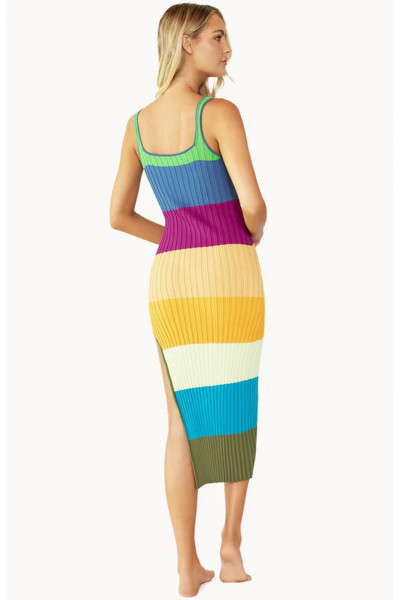 Платье PilyQ Piper Slit Dress разноцветное в полоску