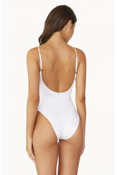 Слитный купальник PilyQ Water Lily Link Belted One Piece белый с кольцами