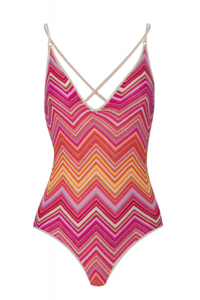 Слитный купальник PilyQ Cayenne One Piece коралловый в полоску