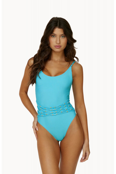 Купальник слитный PilyQ Kai Beaded Brynn One Piece голубой
