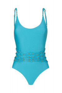 Купальник слитный PilyQ Kai Beaded Brynn One Piece голубой