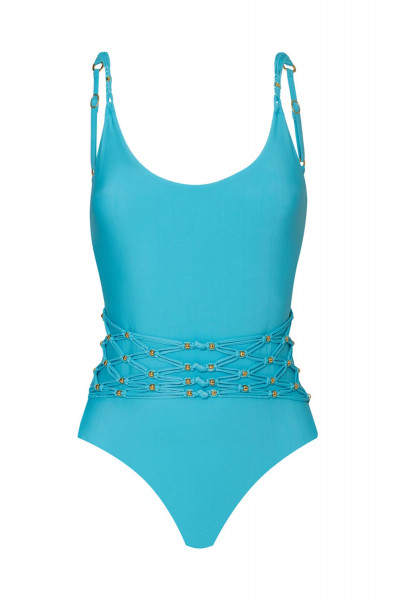 Купальник слитный PilyQ Kai Beaded Brynn One Piece голубой