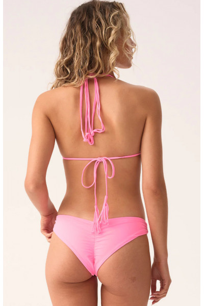 Купальник PilyQ Vivid Pink Isla Tri розовый с макраме